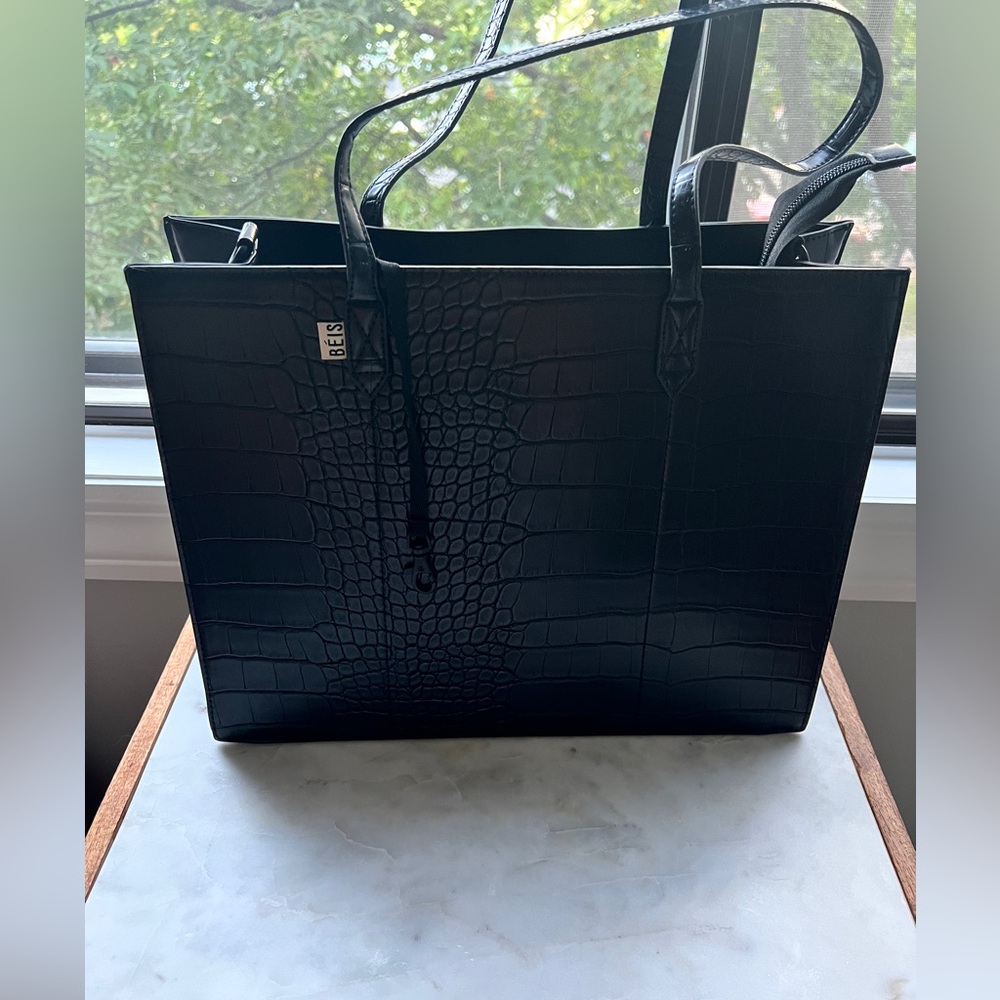 BEIS the work tote in black croc
